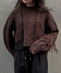&g'aime | 【&g'aime 】編地MIXフリンジニット Mixed Knit Fringe Pullover(ニット/セーター)