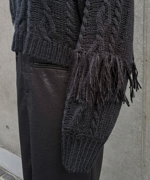 &g'aime(アンジェム)の「【&g'aime 】編地MIXフリンジニット Mixed Knit Fringe Pullover(ニット/セーター・レディース・ブラック/チャコールグレー/ブラウン・FREE)」の10枚目の写真