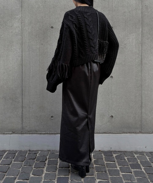 &g'aime(アンジェム)の「【&g'aime 】編地MIXフリンジニット Mixed Knit Fringe Pullover(ニット/セーター・レディース・ブラック/チャコールグレー/ブラウン・FREE)」の13枚目の写真