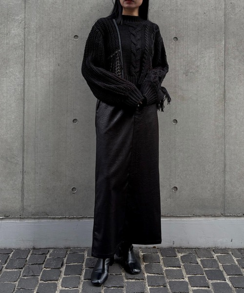 &g'aime(アンジェム)の「【&g'aime 】編地MIXフリンジニット Mixed Knit Fringe Pullover(ニット/セーター・レディース・ブラック/チャコールグレー/ブラウン・FREE)」の11枚目の写真