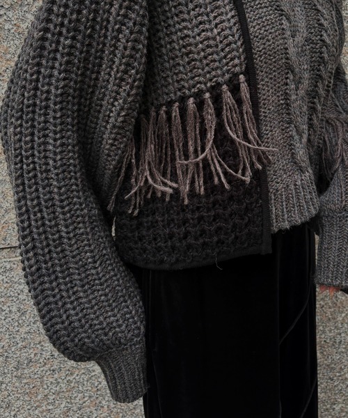 &g'aime(アンジェム)の「【&g'aime 】編地MIXフリンジニット Mixed Knit Fringe Pullover(ニット/セーター・レディース・ブラック/チャコールグレー/ブラウン・FREE)」の20枚目の写真