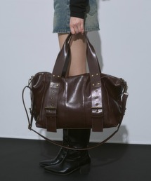 ENVYM | スタッズ フェイクレザー 2WAY ボストン バッグ(ショルダーバッグ)