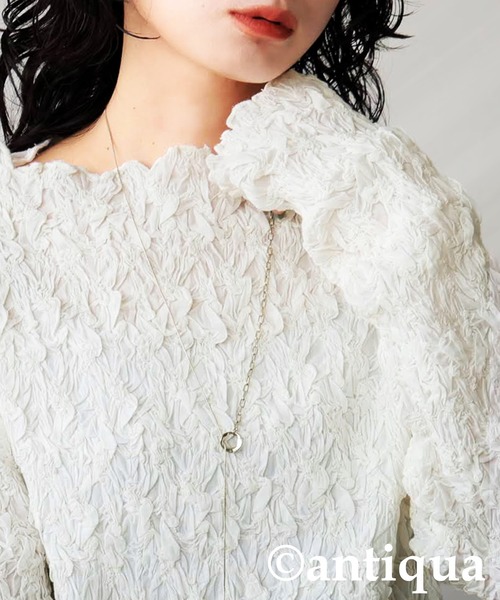 antiqua(アンティカ)の「シャーリング トップス(その他トップス・レディース・ブラック/ホワイト・ONESIZE)」の1枚目の写真