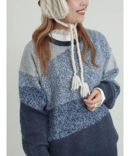 SM2(エスエムツー)の「グラデーションニットプルオーバー(ニット/セーター・レディース・ネイビー/ベージュ/ブラウン・F)」の3枚目の写真