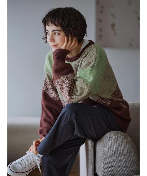 SM2(エスエムツー)の「グラデーションニットプルオーバー(ニット/セーター・レディース・ネイビー/ベージュ/ブラウン・F)」の1枚目の写真