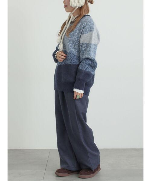 SM2（エスエムツー）の「グラデーションニットプルオーバー（ニット/セーター・レディース・ネイビー/ベージュ/ブラウン・F）」の4枚目の写真