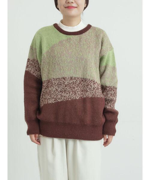 SM2（エスエムツー）の「グラデーションニットプルオーバー（ニット/セーター・レディース・ネイビー/ベージュ/ブラウン・F）」の5枚目の写真