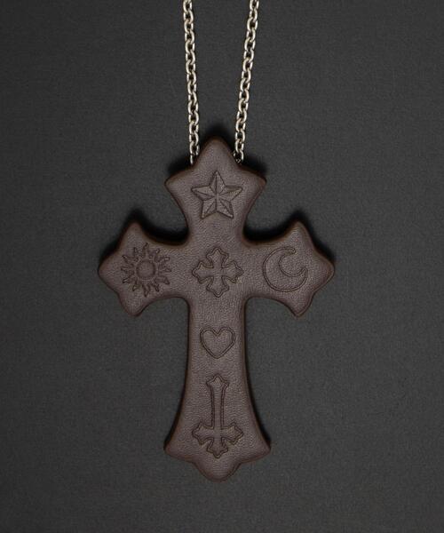 WEGO(ウィゴー)の「WEGO/PUエンボスロゴクロスネックレス(ネックレス・メンズ・ブラック/ブラウン/ホワイト・FREE)」の6枚目の写真