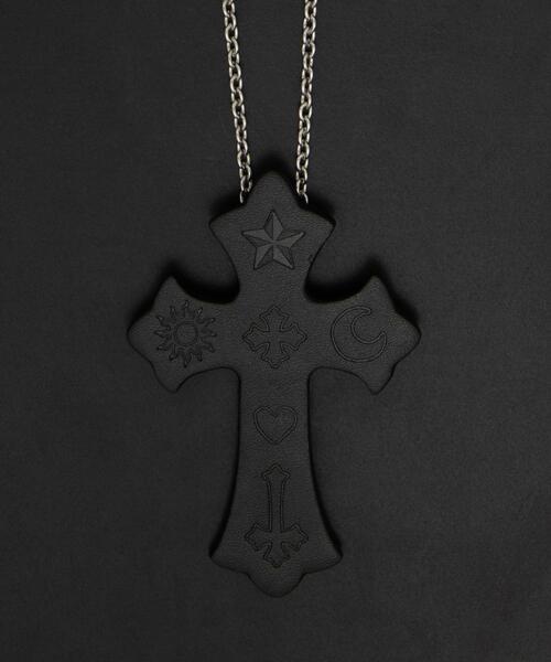 WEGO(ウィゴー)の「WEGO/PUエンボスロゴクロスネックレス(ネックレス・メンズ・ブラック/ブラウン/ホワイト・FREE)」の5枚目の写真