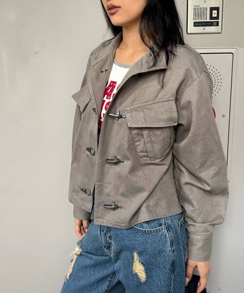 WHO'S WHO gallery(フーズフーギャラリー)の「FIREMAN MILITARY SHIRT JACKET(ミリタリージャケット・レディース・ブラック/ライトグレー/カーキ・FREE)」の8枚目の写真