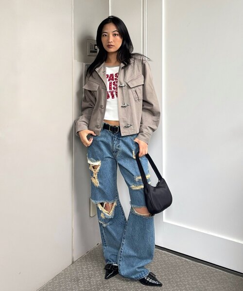 WHO'S WHO gallery(フーズフーギャラリー)の「FIREMAN MILITARY SHIRT JACKET(ミリタリージャケット・レディース・ブラック/ライトグレー/カーキ・FREE)」の10枚目の写真