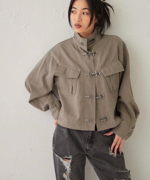 WHO'S WHO gallery(フーズフーギャラリー)の「FIREMAN MILITARY SHIRT JACKET(ミリタリージャケット・レディース・ブラック/ライトグレー/カーキ・FREE)」の11枚目の写真