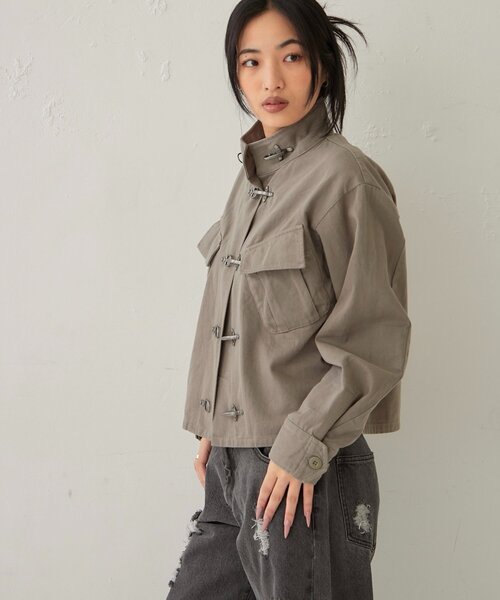 WHO'S WHO gallery(フーズフーギャラリー)の「FIREMAN MILITARY SHIRT JACKET(ミリタリージャケット・レディース・ブラック/ライトグレー/カーキ・FREE)」の12枚目の写真