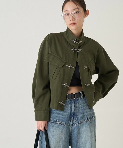 WHO'S WHO gallery(フーズフーギャラリー)の「FIREMAN MILITARY SHIRT JACKET(ミリタリージャケット・レディース・ブラック/ライトグレー/カーキ・FREE)」の19枚目の写真