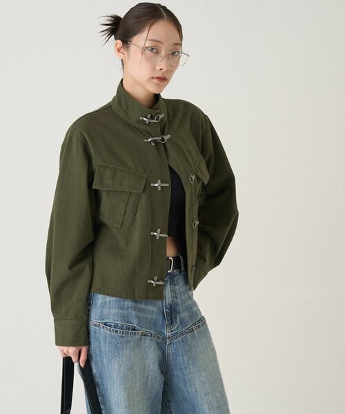 WHO'S WHO gallery(フーズフーギャラリー)の「FIREMAN MILITARY SHIRT JACKET(ミリタリージャケット・レディース・ブラック/ライトグレー/カーキ・FREE)」の20枚目の写真