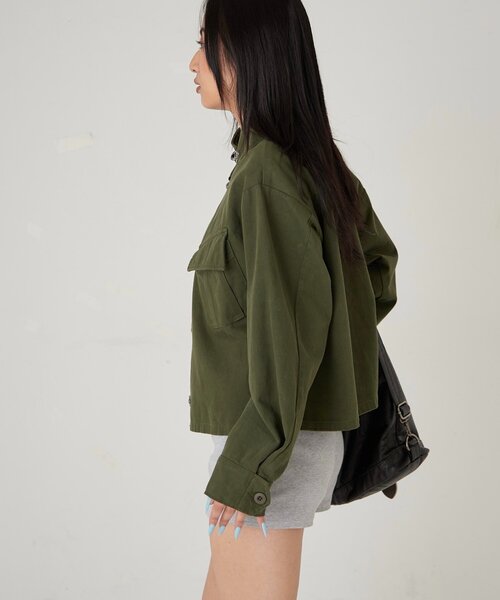 WHO'S WHO gallery（フーズフーギャラリー）の「ファイヤーマンミリタリーシャツジャケット（ミリタリージャケット・レディース・カーキ/ブラック/ライトグレー・FREE）」の21枚目の写真