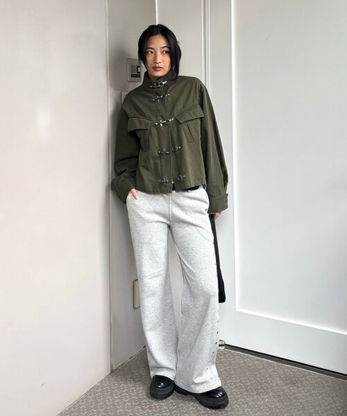 WHO'S WHO gallery（フーズフーギャラリー）の「ファイヤーマンミリタリーシャツジャケット（ミリタリージャケット・レディース・カーキ/ブラック/ライトグレー・FREE）」の15枚目の写真