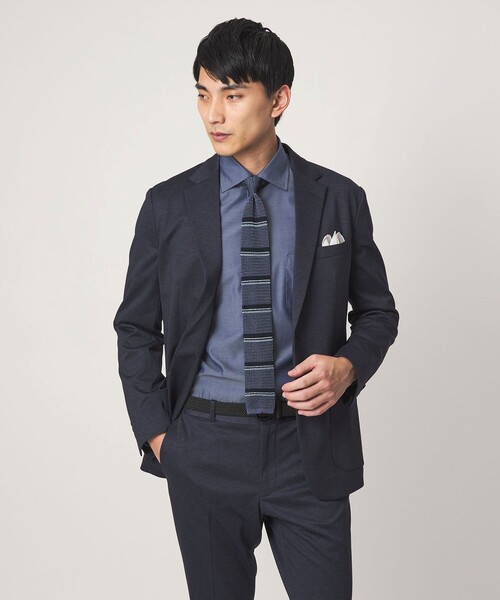 green label relaxing（グリーンレーベルリラクシング）の「コットン シャンブレー ワイドカラー ドレスシャツ -イージーアイロン-（ビジネスシャツ・メンズ・ネイビー・37cm/39cm/43cm/40cm/42cm/41cm/38cm）」の2枚目の写真