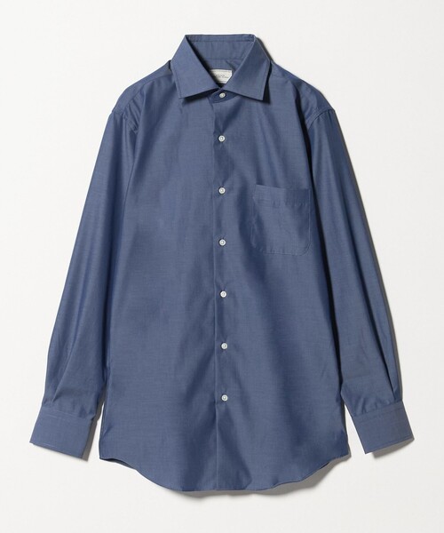 green label relaxing（グリーンレーベルリラクシング）の「コットン シャンブレー ワイドカラー ドレスシャツ -イージーアイロン-（ビジネスシャツ・メンズ・ネイビー・37cm/39cm/43cm/40cm/42cm/41cm/38cm）」の8枚目の写真