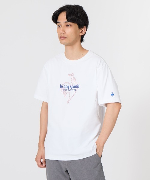 le coq sportif(ルコックスポルティフ)の「【ルコックスポルティフ】吸汗速乾/ストレッチ/UVカット/遮熱ヘランカ半袖Tシャツ(Tシャツ/カットソー・メンズ・レッド/ホワイト/ブラック/ブルー・M/L/S/XL/XXL)」の2枚目の写真