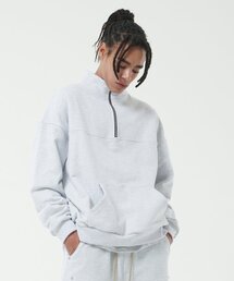 ノーブルジッパーハーフジッププルオーバースウェット (1%メランジ)