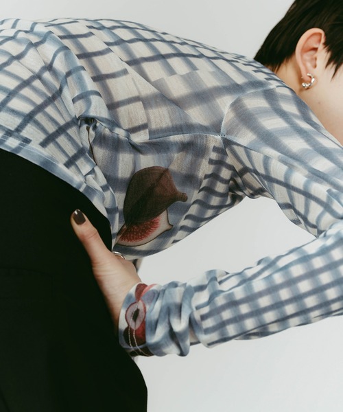 Knuth Marf（クヌースマーフ）の「【Knuth Marf】fruit-check print knit（ニット/セーター・レディース・ブルー/ブラック/グリーン・FREE）」の20枚目の写真