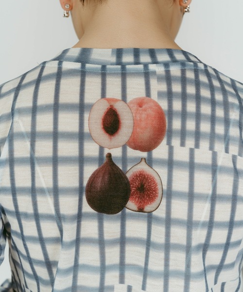 Knuth Marf（クヌースマーフ）の「【Knuth Marf】fruit-check print knit（ニット/セーター・レディース・ブルー/ブラック/グリーン・FREE）」の21枚目の写真