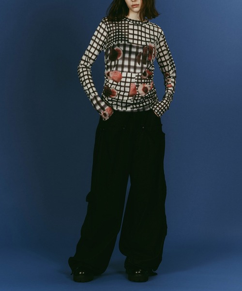 Knuth Marf（クヌースマーフ）の「【Knuth Marf】fruit-check print knit（ニット/セーター・レディース・ブルー/ブラック/グリーン・FREE）」の8枚目の写真