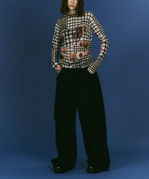 Knuth Marf（クヌースマーフ）の「【Knuth Marf】fruit-check print knit（ニット/セーター・レディース・ブルー/ブラック/グリーン・FREE）」の9枚目の写真