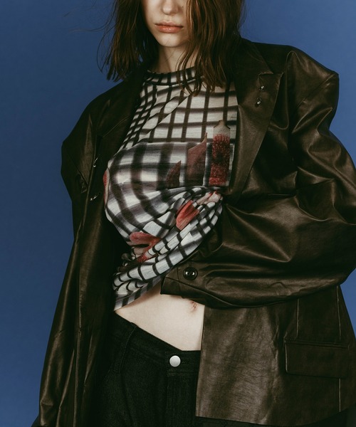 Knuth Marf（クヌースマーフ）の「【Knuth Marf】fruit-check print knit（ニット/セーター・レディース・ブルー/ブラック/グリーン・FREE）」の5枚目の写真