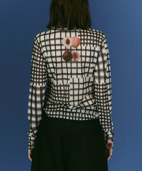 Knuth Marf（クヌースマーフ）の「【Knuth Marf】fruit-check print knit（ニット/セーター・レディース・ブルー/ブラック/グリーン・FREE）」の7枚目の写真