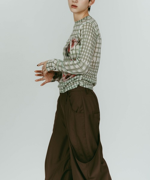 Knuth Marf（クヌースマーフ）の「【Knuth Marf】fruit-check print knit（ニット/セーター・レディース・ブルー/ブラック/グリーン・FREE）」の12枚目の写真