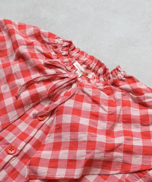 MARKEY'S（マーキーズ）の「ギンガムビッグカラーブラウス（シャツ/ブラウス・キッズ・オレンジ/ブラック/ブルー/レッド・150/120/110/100/90/140/130）」の18枚目の写真