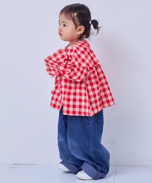 MARKEY'S（マーキーズ）の「ギンガムビッグカラーブラウス（シャツ/ブラウス・キッズ・オレンジ/ブラック/ブルー/レッド・150/120/110/100/90/140/130）」の7枚目の写真