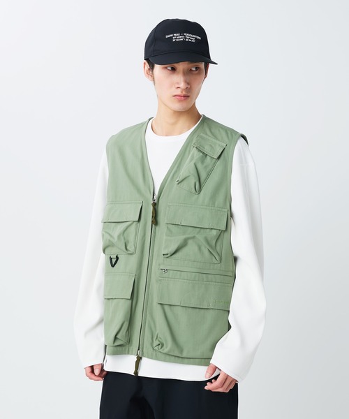 Snow Peak(スノーピーク)の「Snow Peak / TAKIBI Herringbone Vest ヘリンボーンベスト(ベスト・メンズ・ブラック/ホワイト/アーミー・S/M/L/XL)」の3枚目の写真