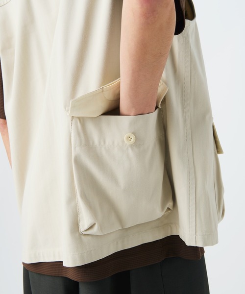 Snow Peak(スノーピーク)の「Snow Peak / TAKIBI Herringbone Vest ヘリンボーンベスト(ベスト・メンズ・ブラック/ホワイト/アーミー・S/M/L/XL)」の15枚目の写真