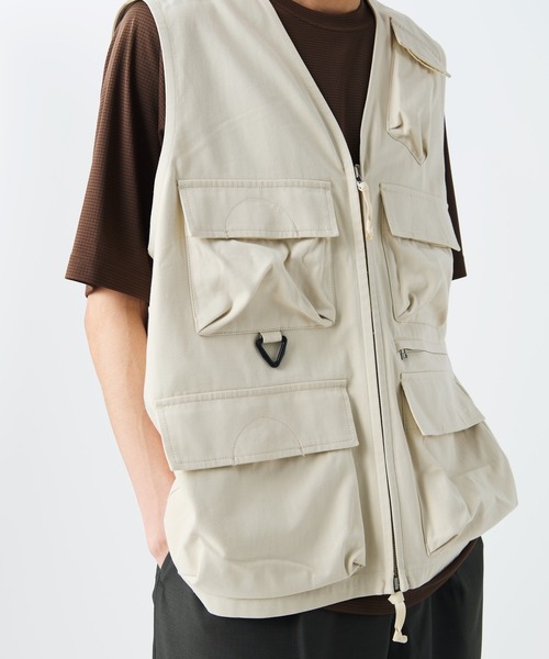 Snow Peak(スノーピーク)の「Snow Peak / TAKIBI Herringbone Vest ヘリンボーンベスト(ベスト・メンズ・ブラック/ホワイト/アーミー・S/M/L/XL)」の11枚目の写真