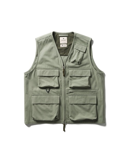 Snow Peak(スノーピーク)の「Snow Peak / TAKIBI Herringbone Vest ヘリンボーンベスト(ベスト・メンズ・ブラック/ホワイト/アーミー・S/M/L/XL)」の19枚目の写真