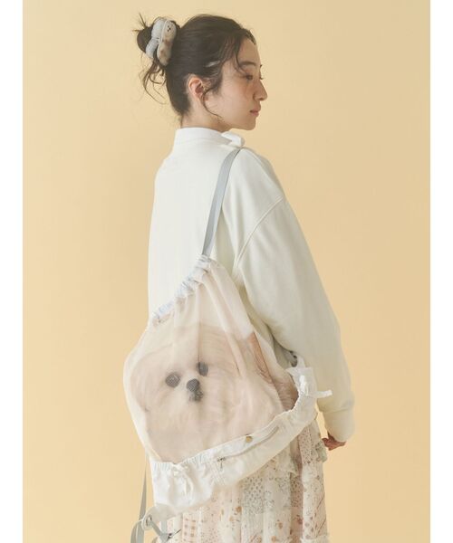 merry jenny（メリージェニー）の「ど～んとモコゾウメッシュナップサック（バックパック/リュック・レディース・オフホワイト/イエロー・FREE）」の5枚目の写真