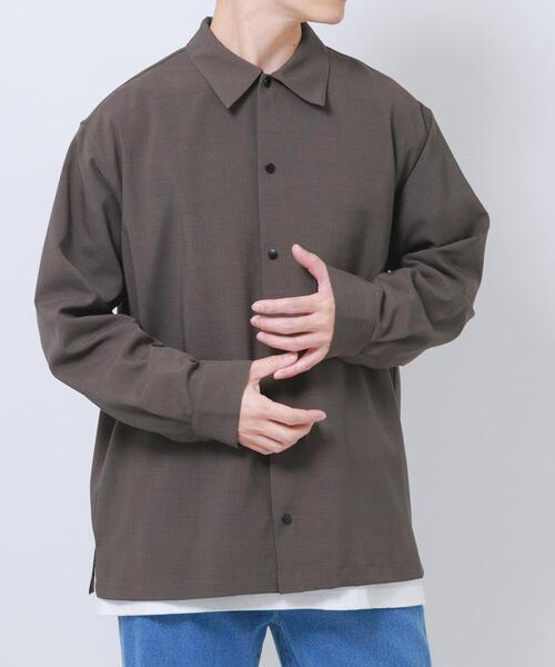 ITEMS URBANRESEARCH（アイテムズ アーバンリサーチ）の「2way ストレッチロングスリーブスナップシャツ（シャツ/ブラウス・メンズ・ブラック/オリーブ/チャコールグレー/ベージュ・MEDIUM/LARGE）」の4枚目の写真