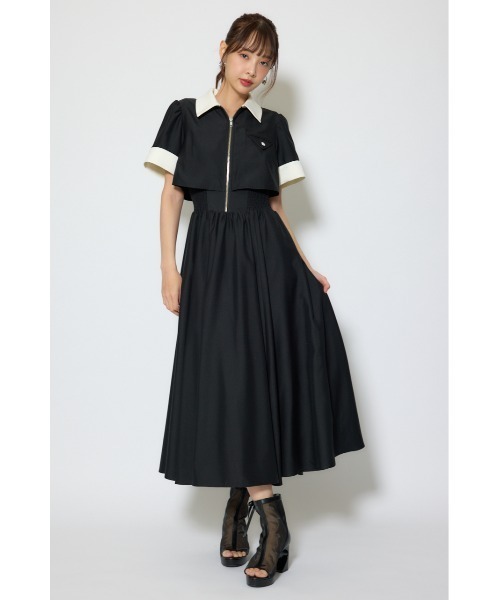 rienda（リエンダ）の「バストディティールフレアワンピース 春服  夏服（シャツワンピース・レディース・ブラック/グレー/ライトイエロー・MEDIUM/SMALL）」の4枚目の写真