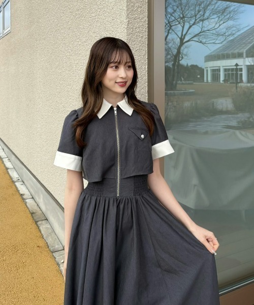 ¥13,200 バストディティールフレアワンピース バストディティールフレアワンピース 春服 夏服（シャツワンピース