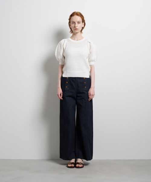 LANVIN en Bleu(ランバンオンブルー)の「アイレットパフスリーブニット(ニット/セーター・レディース・ラベンダー/ブラック/オフホワイト・38)」の4枚目の写真