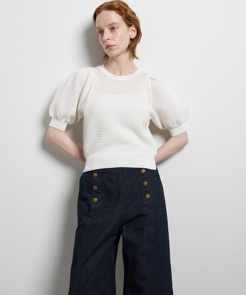 LANVIN en Bleu(ランバンオンブルー)の「アイレットパフスリーブニット(ニット/セーター・レディース・ラベンダー/ブラック/オフホワイト・38)」の9枚目の写真
