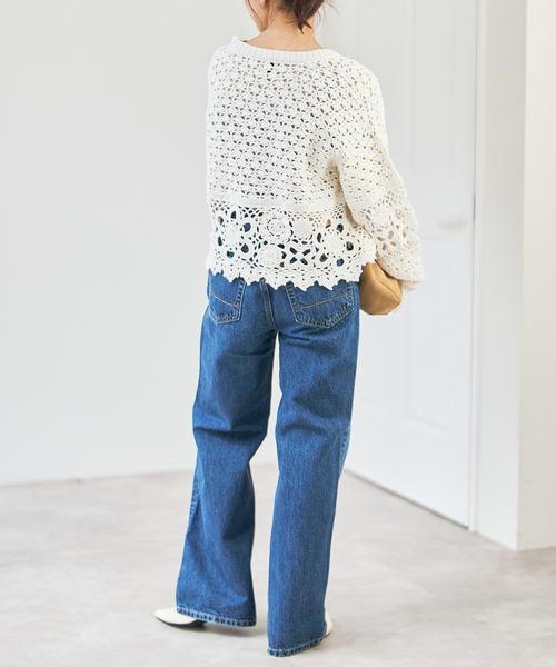 Spick & Span（スピックアンドスパン）の「カギ針ローゲージカーディガン（カーディガン/ボレロ・レディース・ホワイト・FREE）」の8枚目の写真