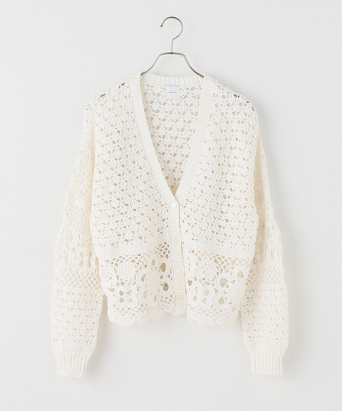 Spick & Span（スピックアンドスパン）の「カギ針ローゲージカーディガン（カーディガン/ボレロ・レディース・ホワイト・FREE）」の9枚目の写真