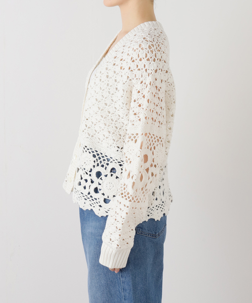 Spick & Span（スピックアンドスパン）の「カギ針ローゲージカーディガン（カーディガン/ボレロ・レディース・ホワイト・FREE）」の15枚目の写真