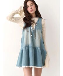 CALNAMUR | フロントレースアップデニムワンピース(ワンピース)