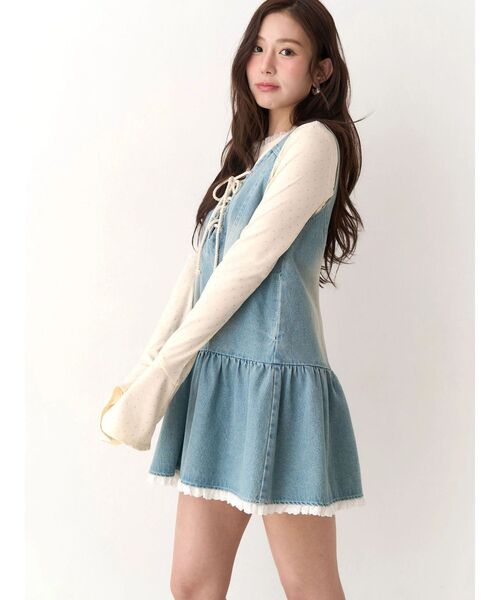CALNAMUR(カルナムール)の「フロントレースアップデニムワンピース(ワンピース・レディース・ブルー/ピンク・FREE)」の21枚目の写真