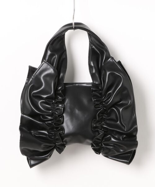 HELOYSE（エロイーズ）の「【HELOYSE/エロイーズ】フリルトートバッグ　bobbonbutterfly tote PU leather S（トートバッグ・レディース・シルバー/ブラック・FREE）」の3枚目の写真